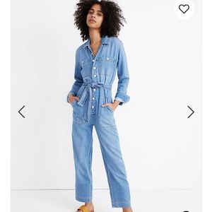 COPY - Madewell denim tie waist jumpsuit in Cosgr…
